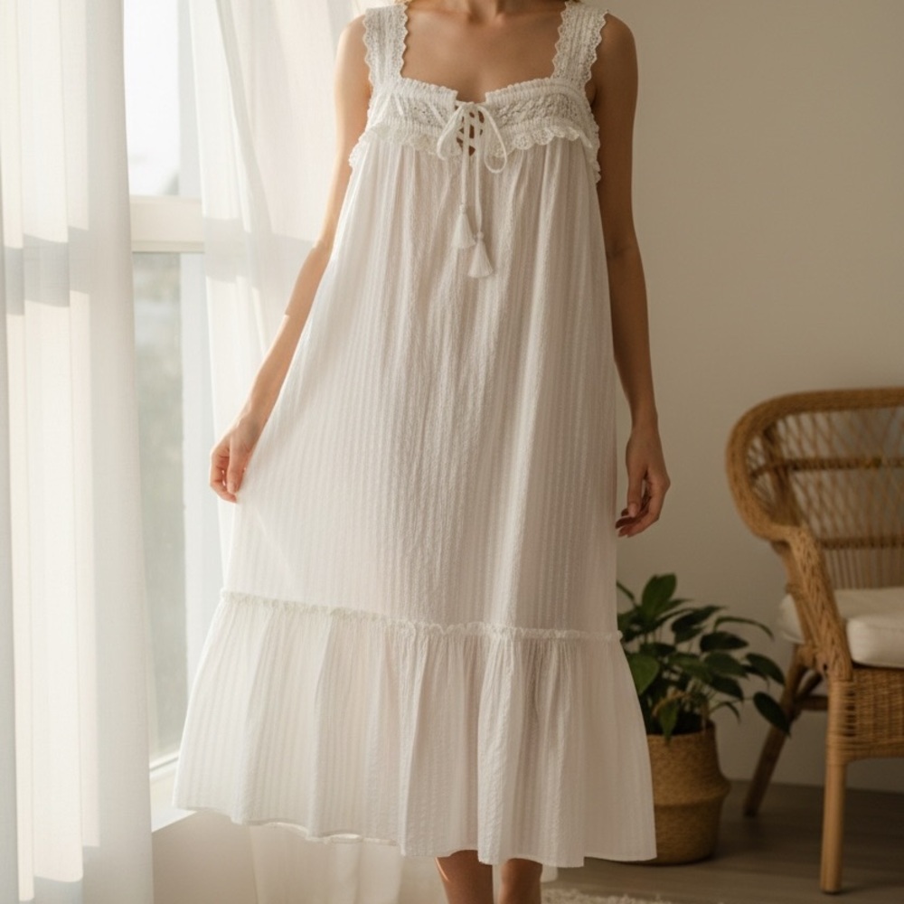 Lucky Brand White Lace Detail Chemise